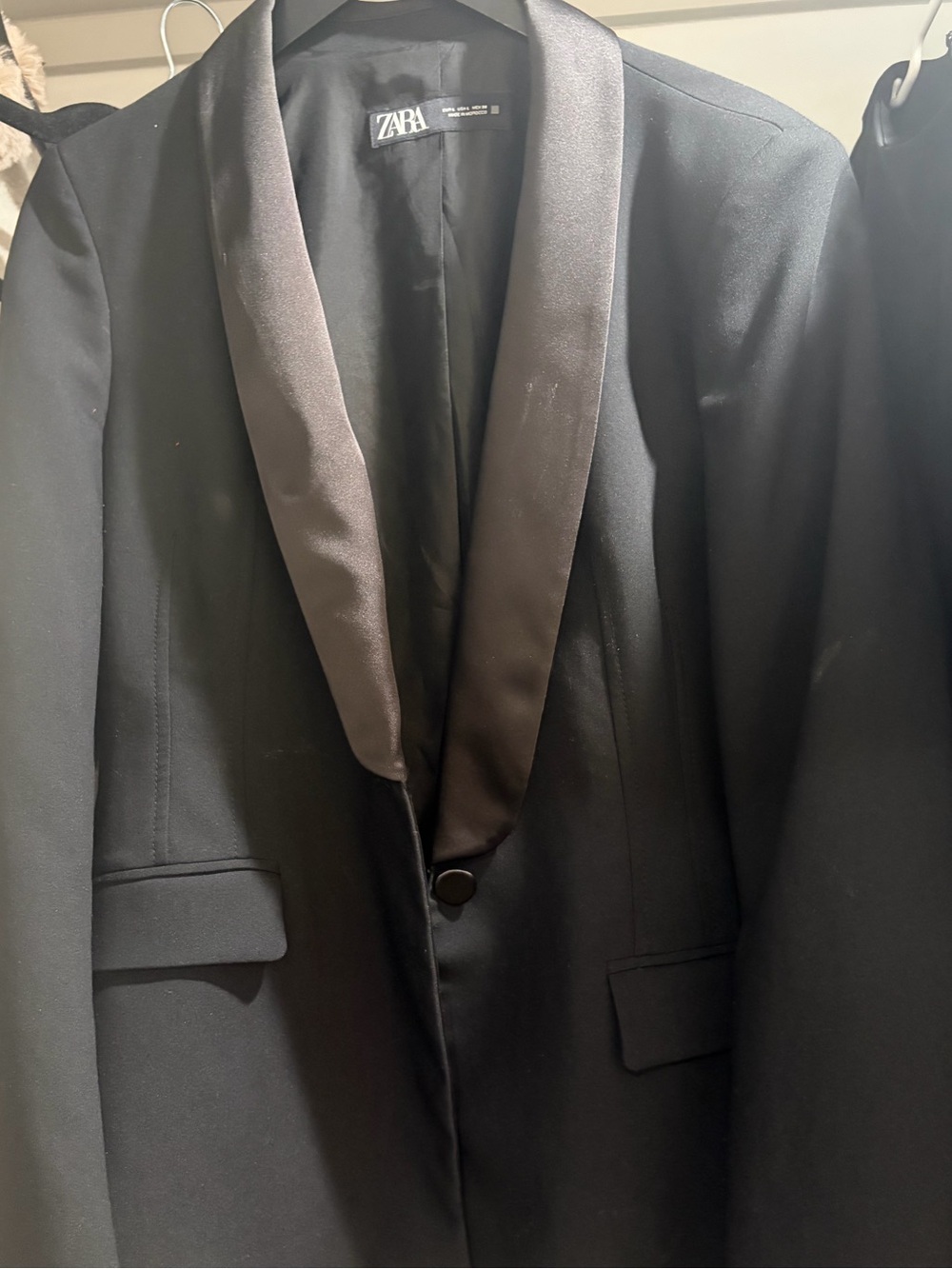 Zara Black Satin Lapel Woman Blazer
